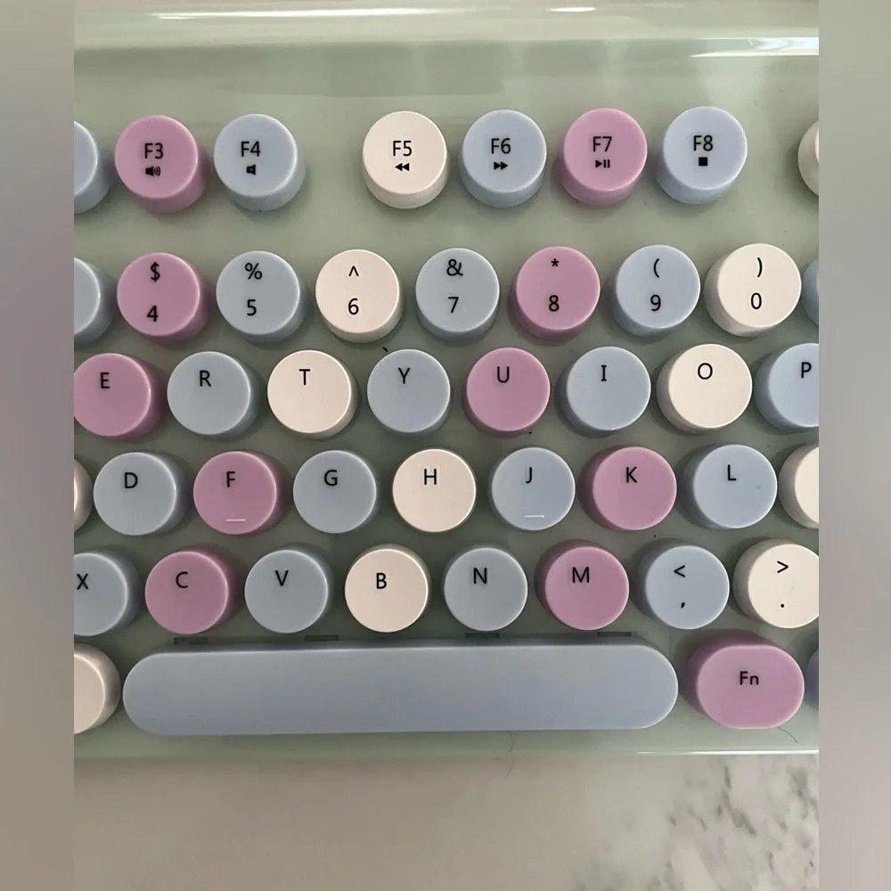Fabulous Sarina Typewriter wireless keyboard. Green, lilac, blue & white!